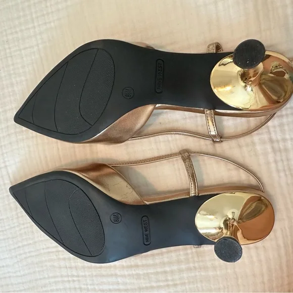 Nine West Rowen Pointed Toe Slingback Heel Bronze Gold Kitten Formal Evening 8.5 - Picture 7 of 7